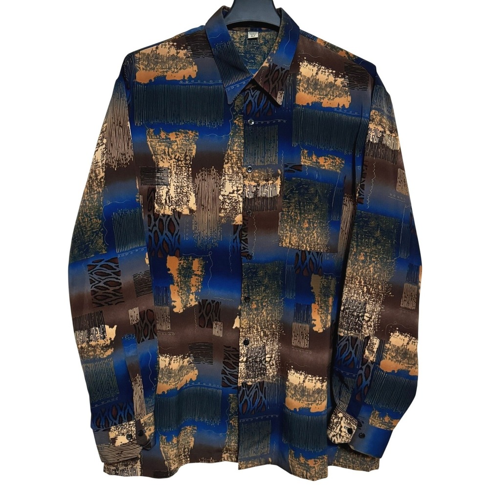 Vintage‎ Alan Stuart Casual Button Down Shirt Mens XLT Art Abstract Disco 90s